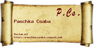 Paschka Csaba névjegykártya